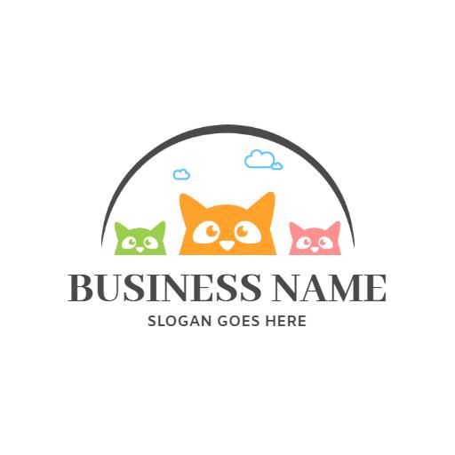 Playful Cartoon Animals with Colorful Features Logo Template