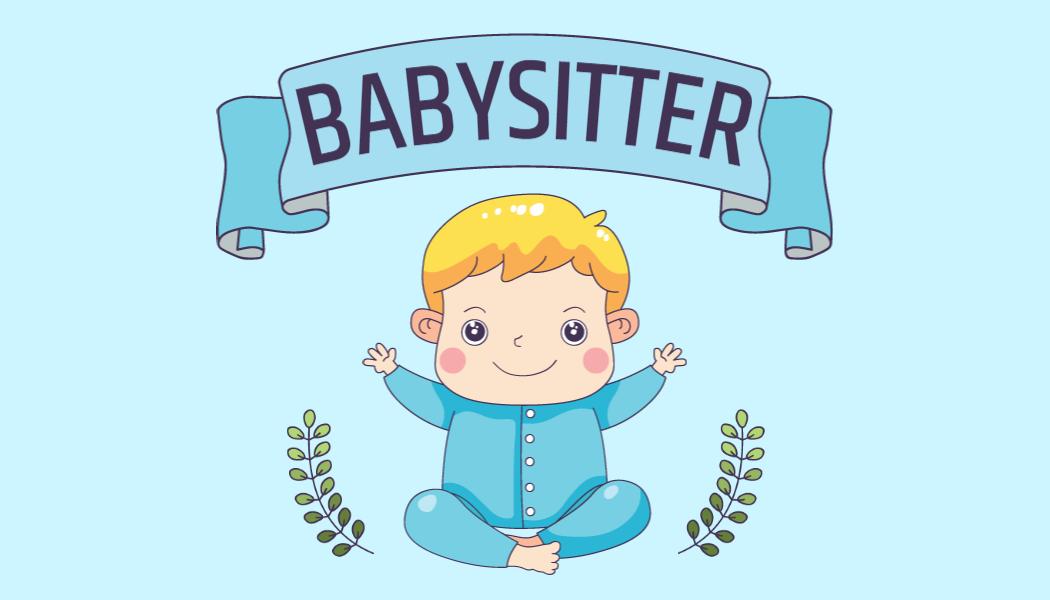 Playful Cartoon Babysitting Services Business Card Template
