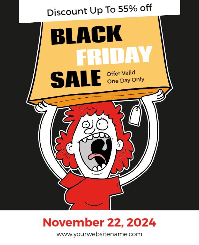 Playful Cartoon Black Friday Sale Discount Poster Template