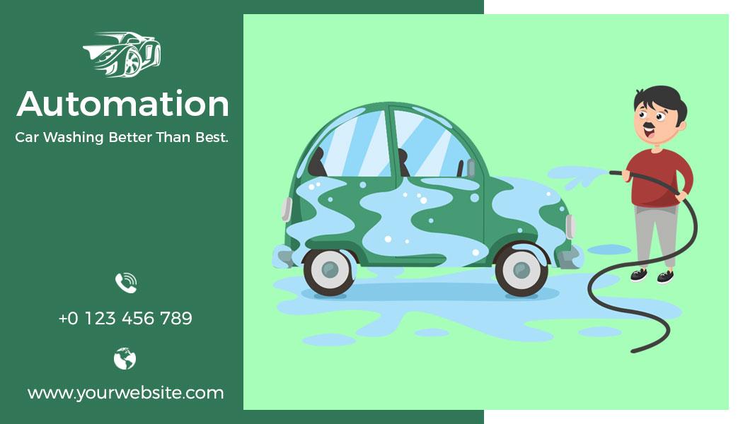 Playful Cartoon Car Wash Service Business Card Template
