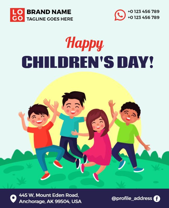 Playful Cartoon Celebration of Children's Day Poster Template