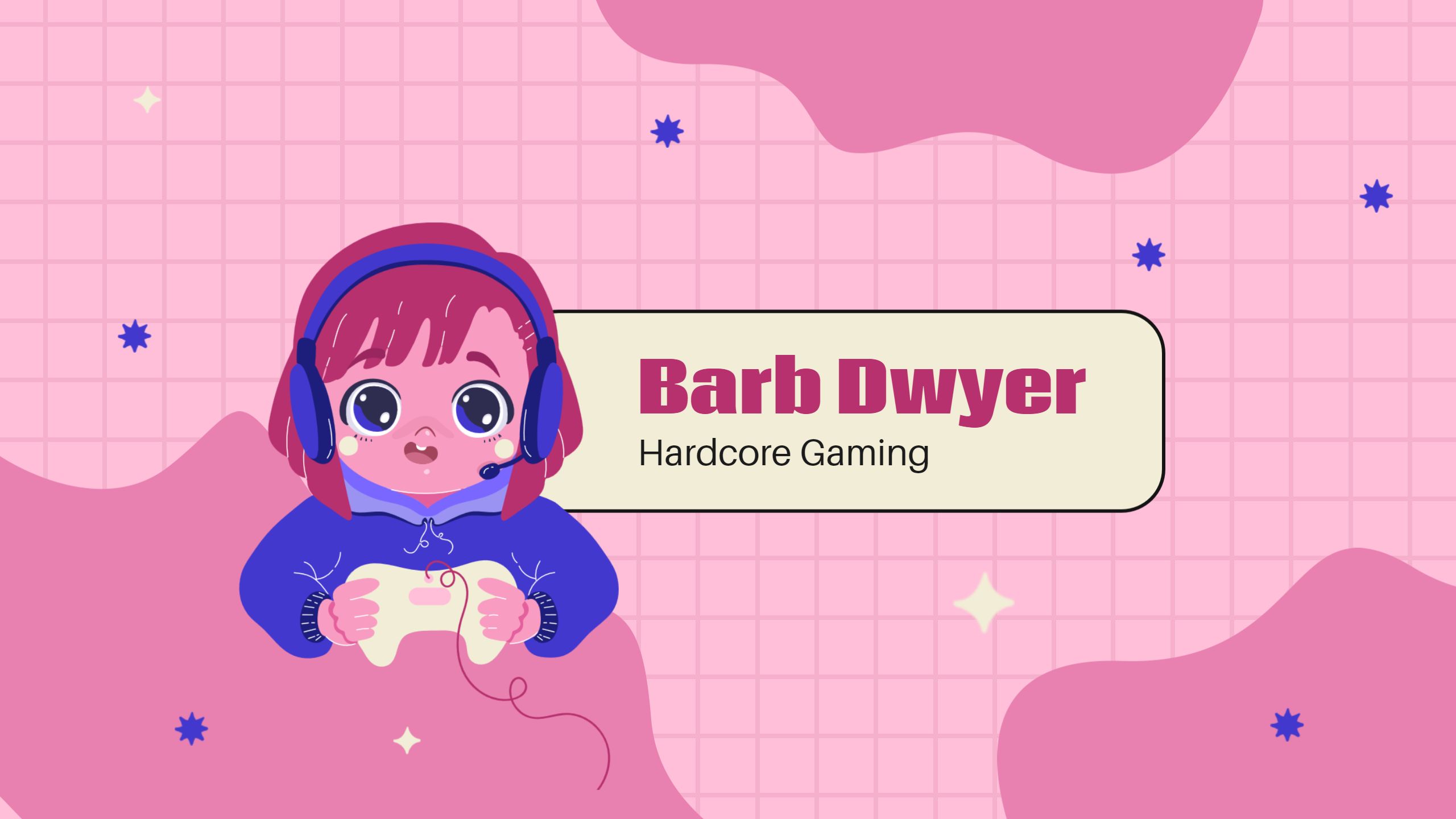 Playful Cartoon Character on Pink Background YouTube Banner Template
