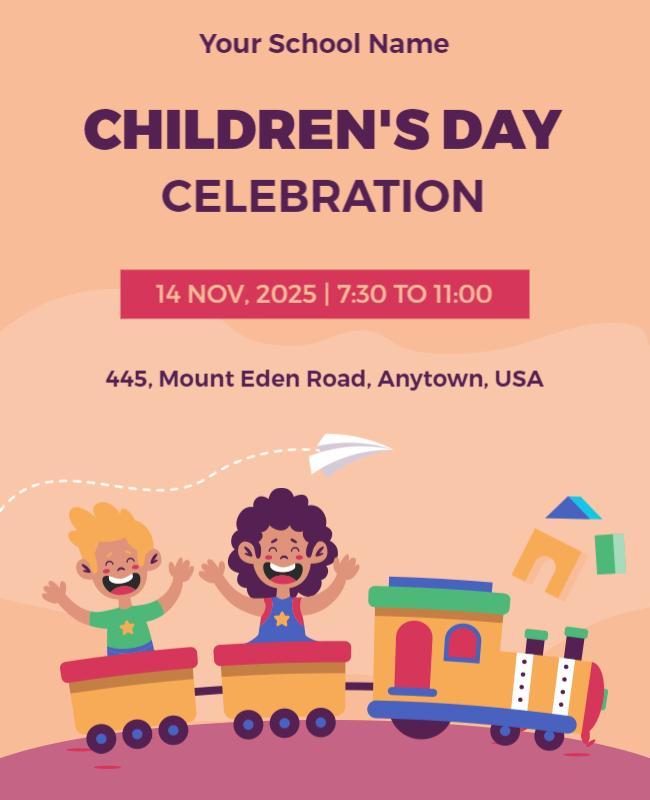 Playful Cartoon Children’s Day Celebration Poster Template
