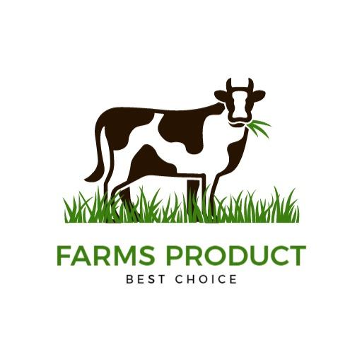 Playful Cartoon Cow Grazing in Lush Grass for Farms Product Logo Template