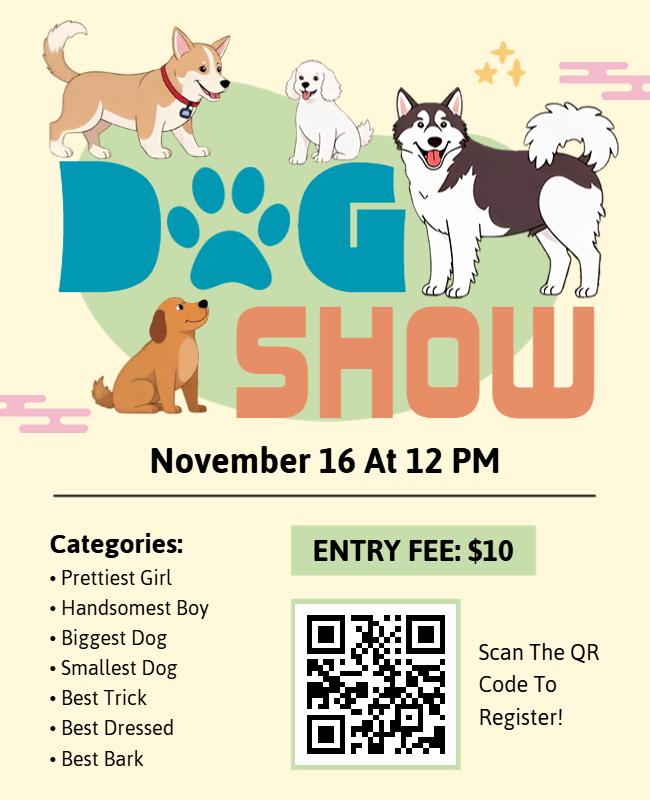 Playful Cartoon Dog Show Event Flyer Template