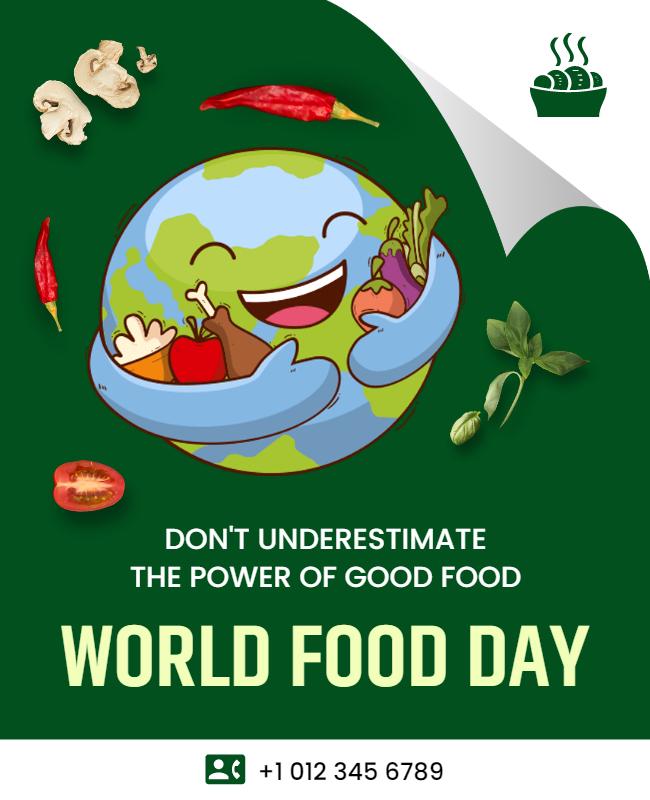 Playful Cartoon Earth Celebrating World Food Day Poster Template