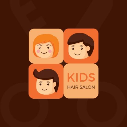 Playful Cartoon Faces Representing Kids Hair Salon Logo Template
