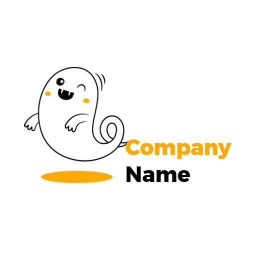 Playful Cartoon Ghost Character Design for Fun Branding Logo Template