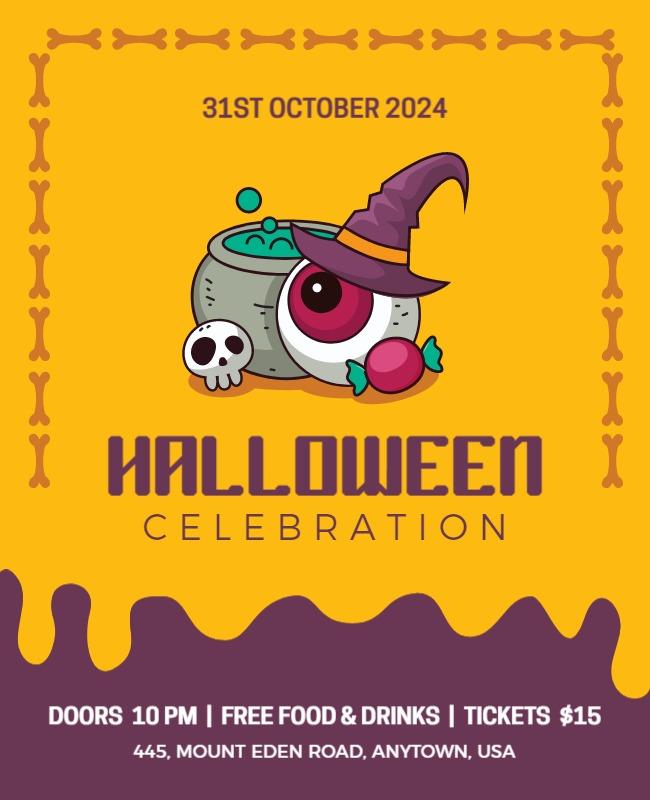 Playful Cartoon Halloween Celebration Party Flyer Template
