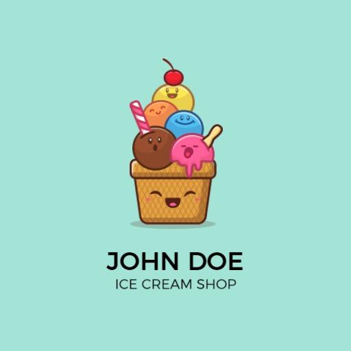 Playful Cartoon Ice Cream Cone Design for Fun Treats Logo Template