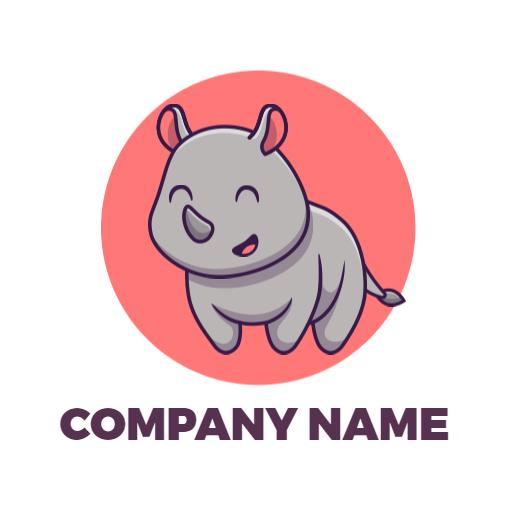 Playful Cartoon Rhino Design for Eco-Friendly Brand Logo Template