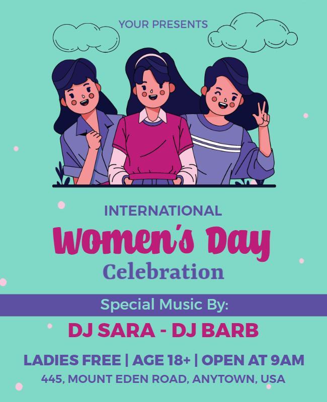 Playful Cartoon Style International Women's Day Celebration Poster Template