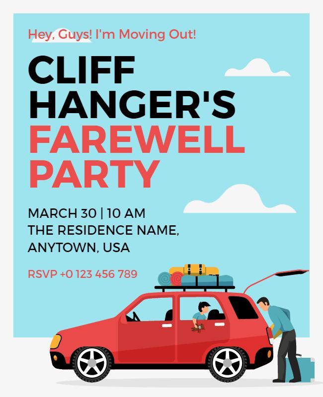Playful Cartoon Style Moving Farewell Party Poster Template