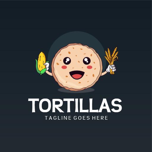Playful Cartoon Tortilla Character with Corn and Wheat Logo Template