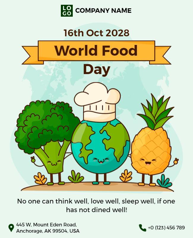 Playful Cartoon World Food Day Celebration Poster Template