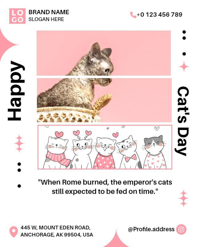 Playful Cat-Themed Happy Cat's Day Celebration Poster Template