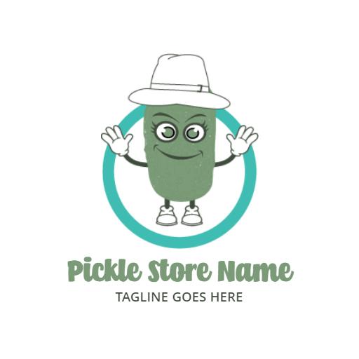 Playful Character Design of a Happy Pickle Store Logo Template