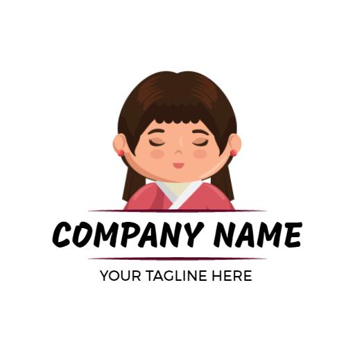 Playful Character Design Showcasing Asian Doll Culture Logo Template