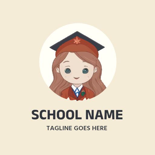 Playful Character with Graduate Attire for School Logo Template