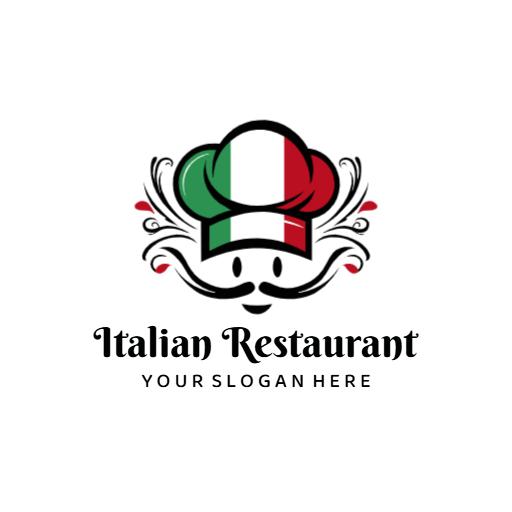 Playful Chef Icon Representing Authentic Italian Restaurant Logo Template