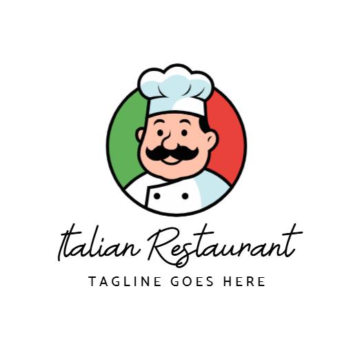 Playful Chef Icon Surrounded by Italian Colors Logo Template