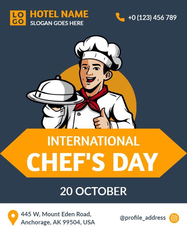 Playful Chef Illustration for International Chef's Day Poster Template