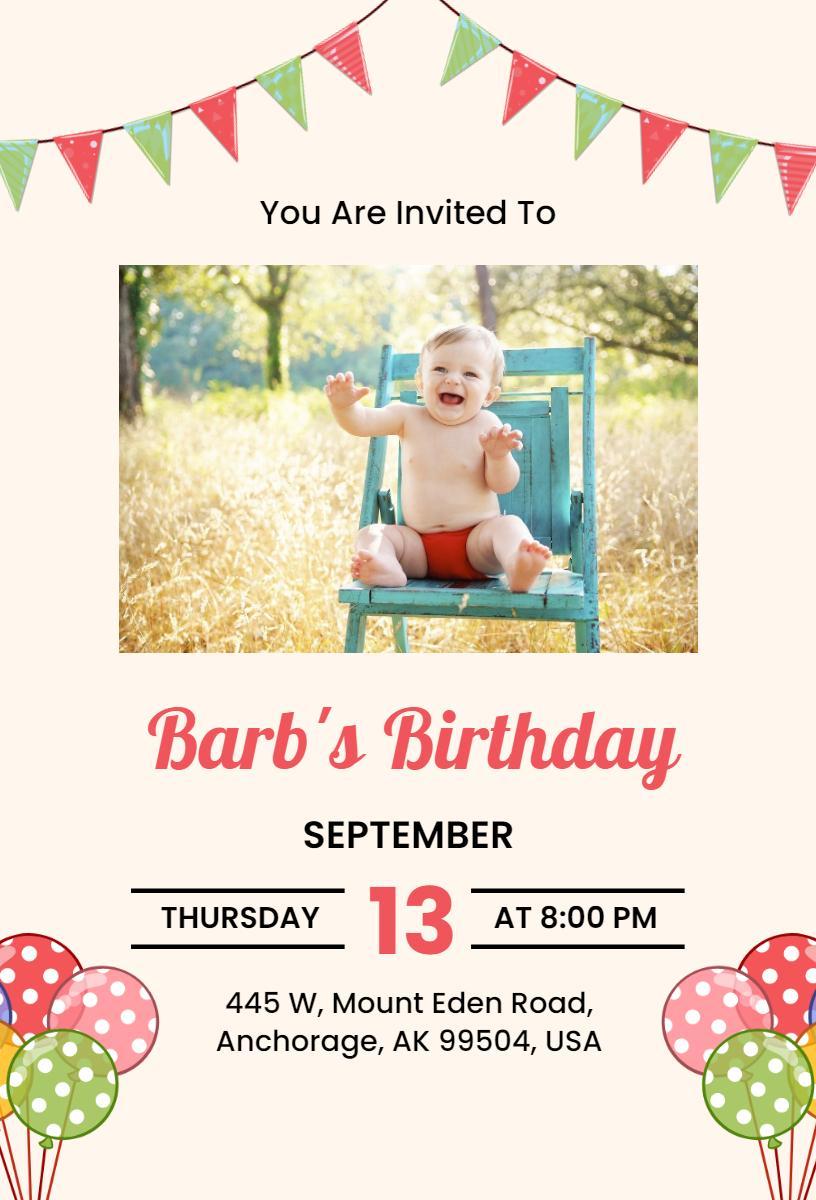 Playful Child's Photo Birthday Celebration Invitation Template