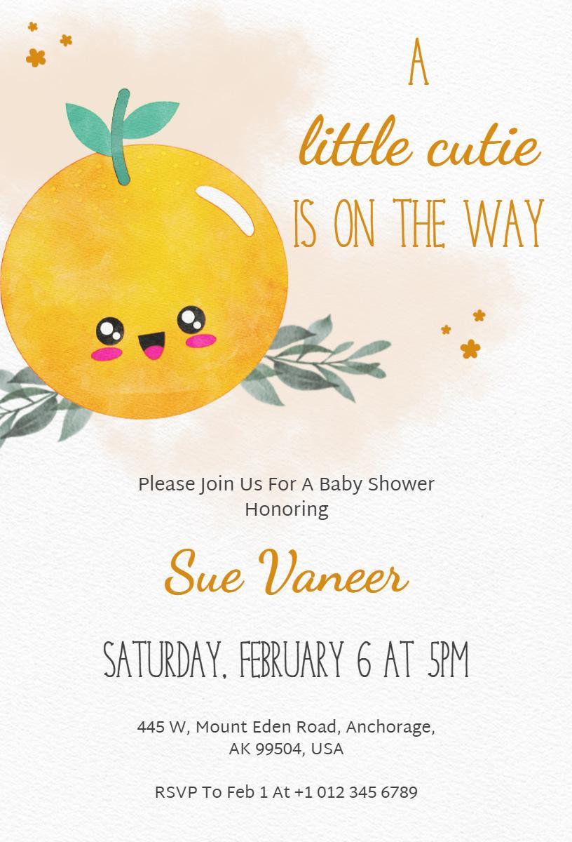 Playful Citrus Fruit Baby Shower Celebration Invitation Template