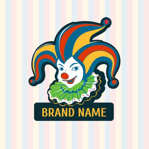 Playful Clown Mascot with Colorful Hat and Ruffled Collar Logo Template
