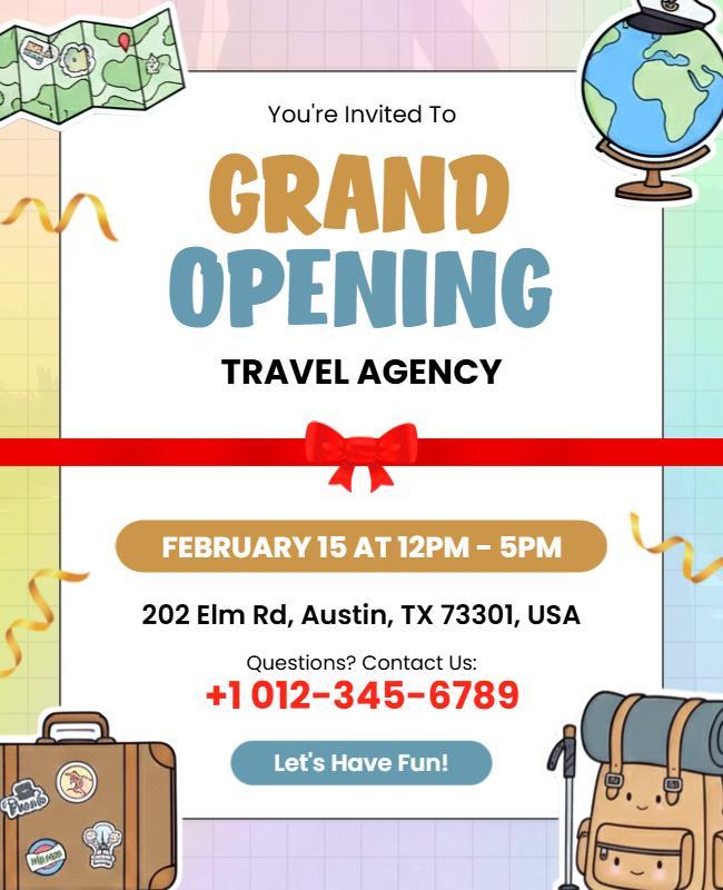 Playful Colorful Adventure Travel Agency Opening Flyer Template