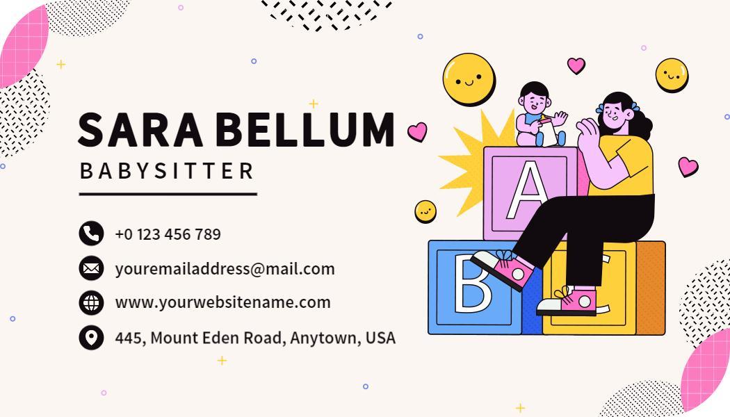 Playful Colorful Babysitting Service Business Card Template