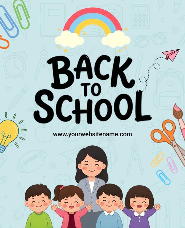 Playful Colorful Back to School Kids Learning Poster Template