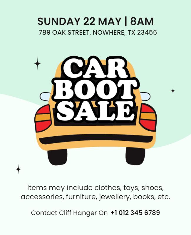 Playful Colorful Car Boot Sale Event Poster Template