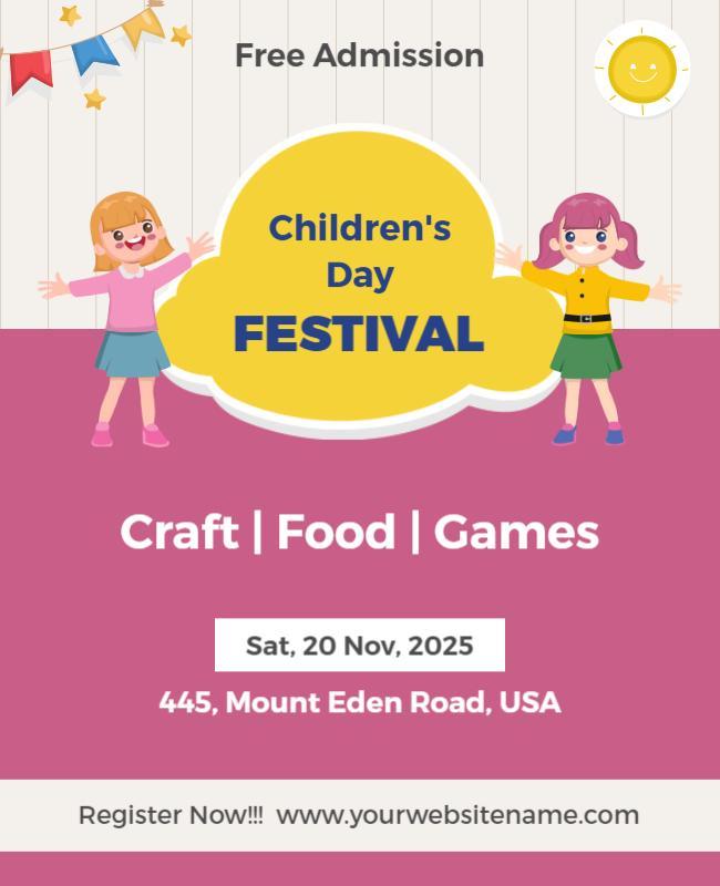 Playful Colorful Children's Day Festival Poster Template