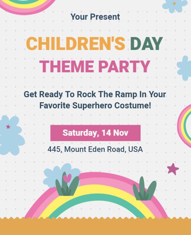 Playful Colorful Children's Day Theme Party Poster Template