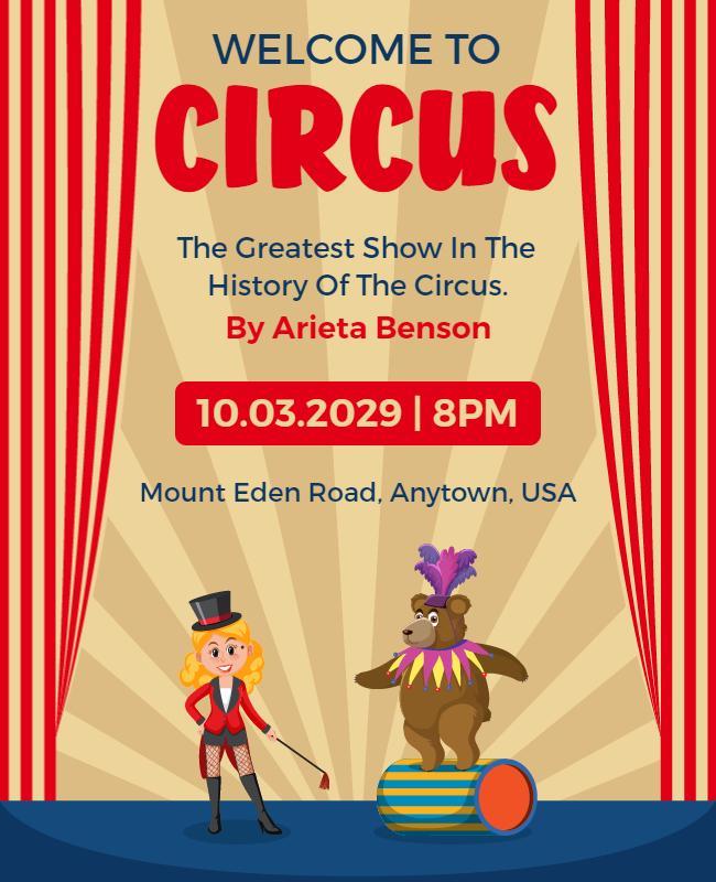Playful Colorful Circus Event Poster Template