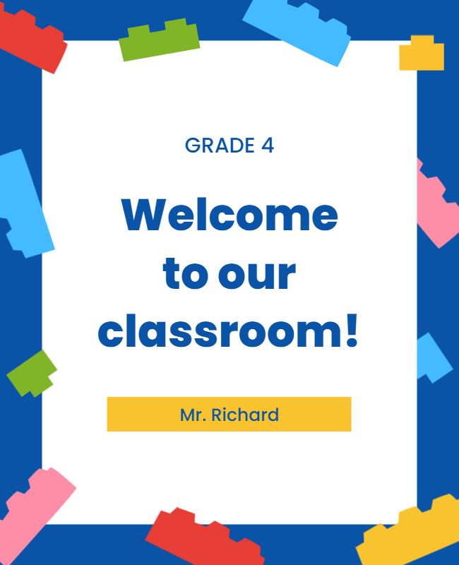 Playful Colorful Classroom Welcome Sign Poster Template