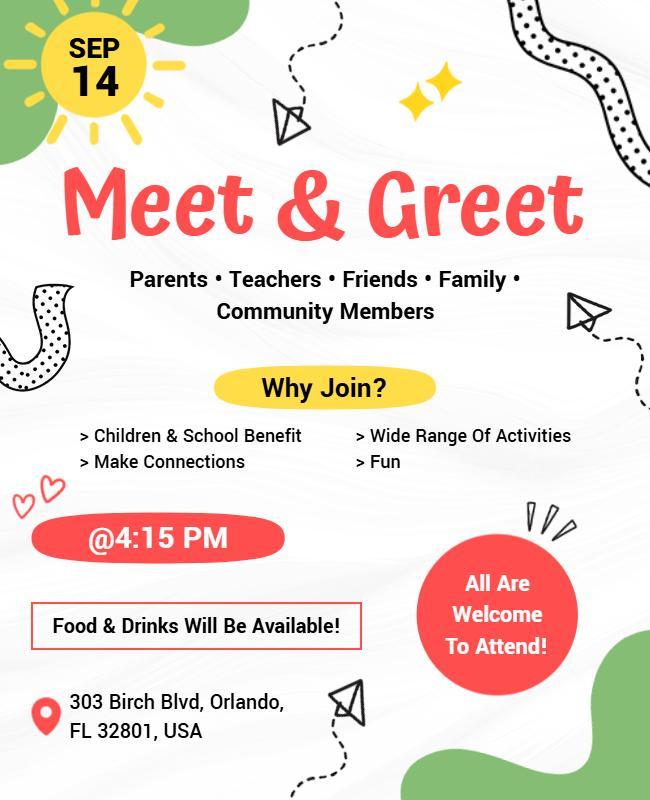 Playful Colorful Community Social Gathering Flyer Template