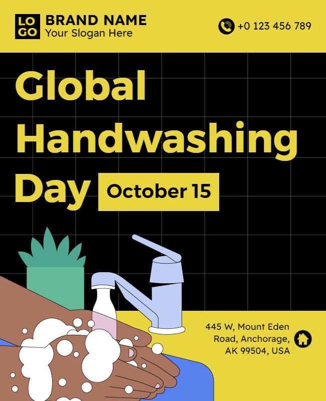 Playful Colorful Global Handwashing Day Awareness Poster Template