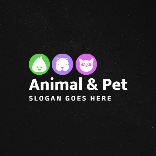 Playful Colorful Icons Representing Animal Care Logo Template