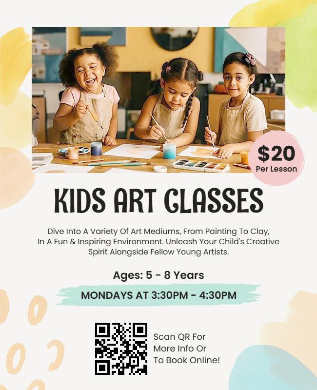 Playful Colorful Kids Creative Art Class Flyer Template