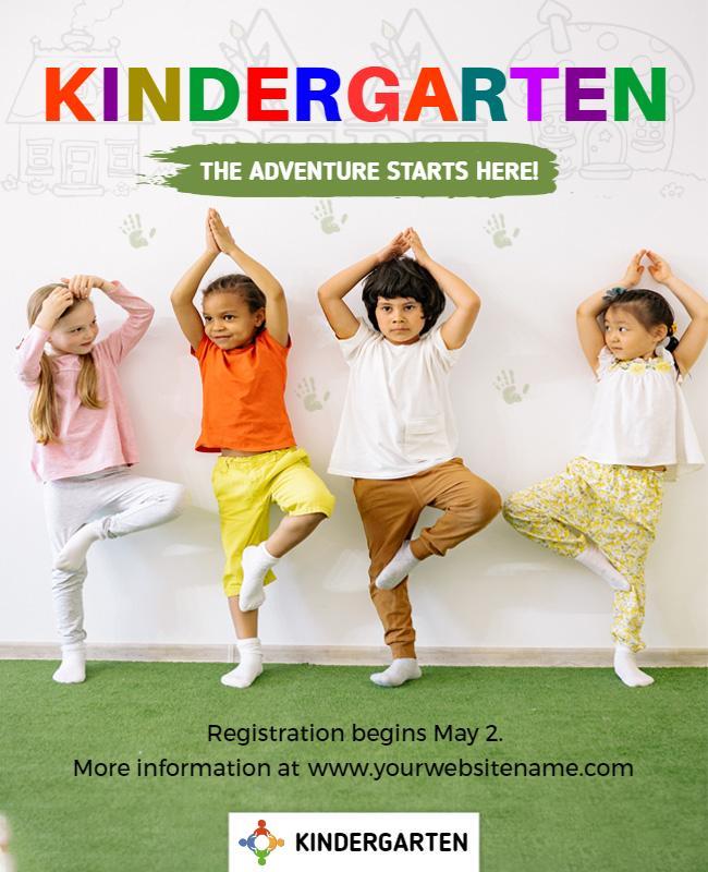 Playful Colorful Kindergarten Adventure Enrollment Poster Template