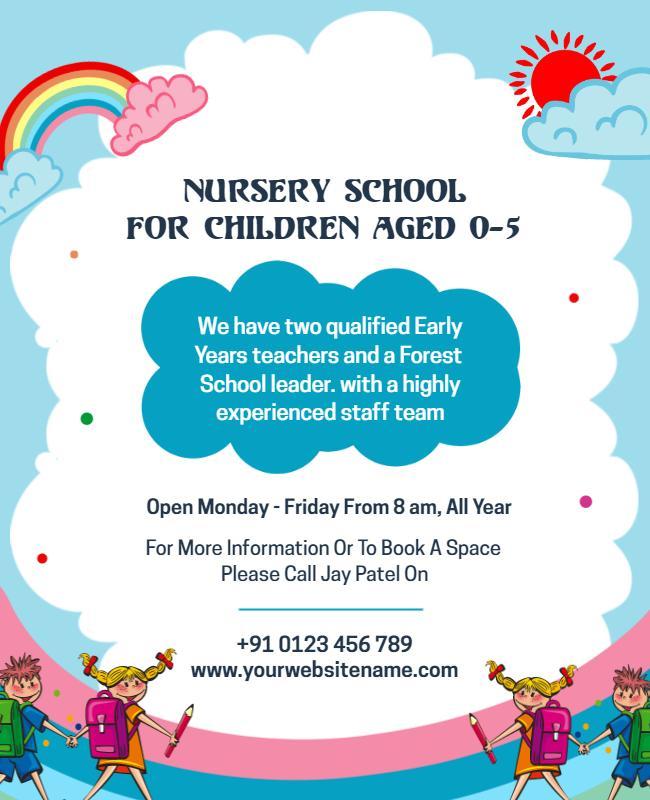 Playful Colorful Nursery School Enrollment Poster Template
