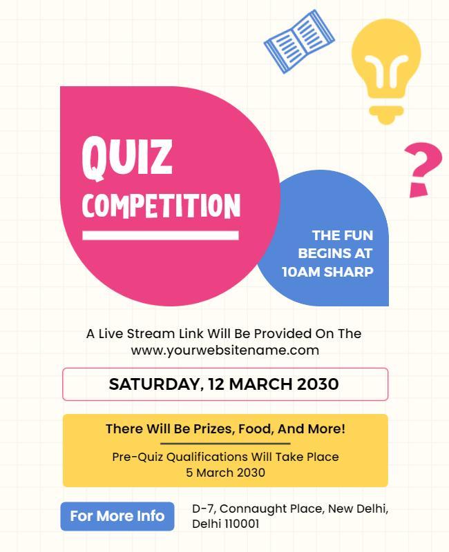 Playful Colorful Quiz Competition Event Poster Template