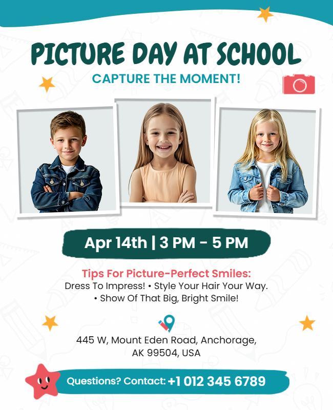 Playful Colorful School Picture Day Announcement Poster Template