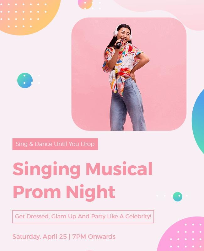 Playful Colorful Singing Musical Prom Night Poster Template
