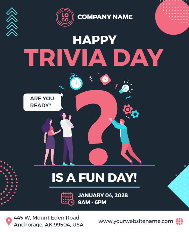 Playful Colorful Trivia Day Event Celebration Poster Template