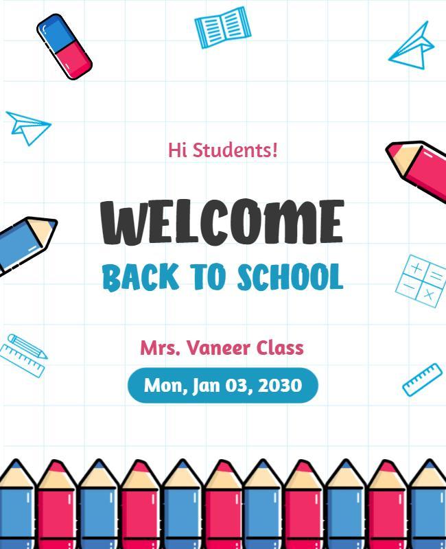 Playful Colorful Welcome Back to School Poster Template