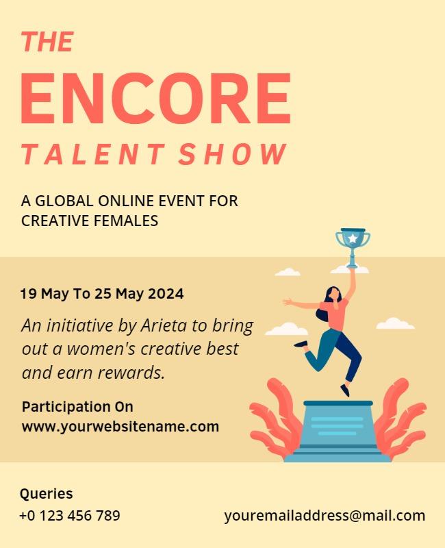Playful Coral Creative Women Talent Show Poster Template