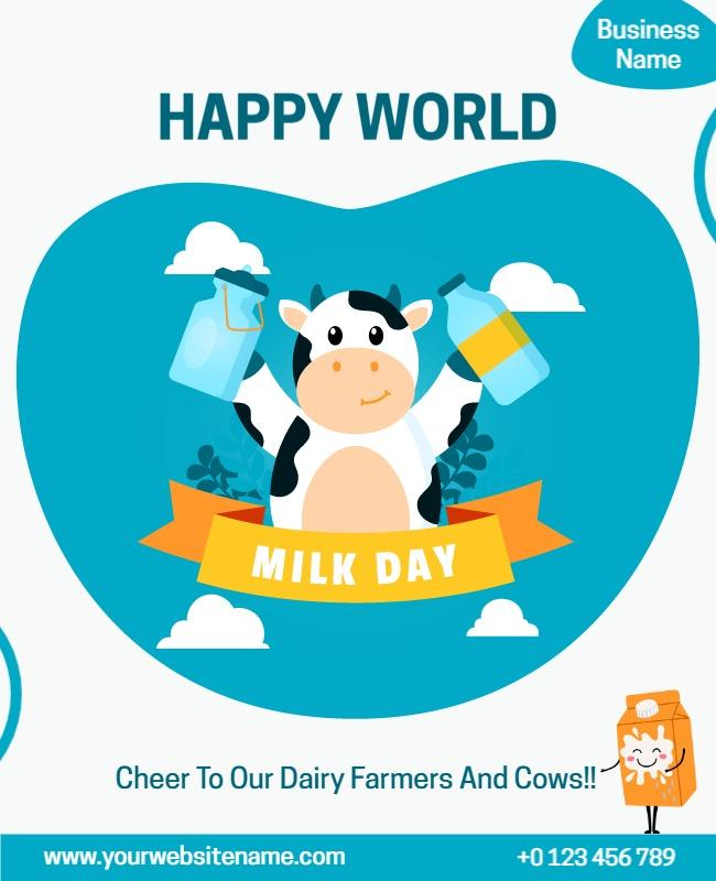 Playful Cow-Themed Dairy Milk Day Celebration Poster Template